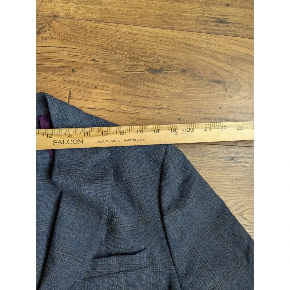 BONOBOS Mens Gray/Blue Plaid Wool Blend‎ Sport Coat Blazer Jacket Size 40R